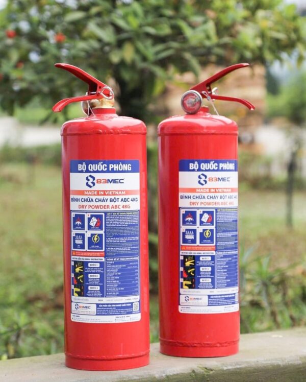 Bình chữa cháy bột ABC 4kg 83 MEC bộ quốc phòng có tem kiểm định
