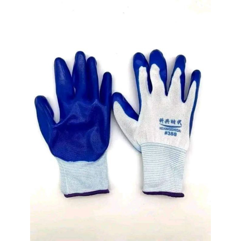 Găng tay sợi phủ sơn xanh