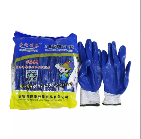 Găng tay sợi phủ sơn xanh - Ảnh 3