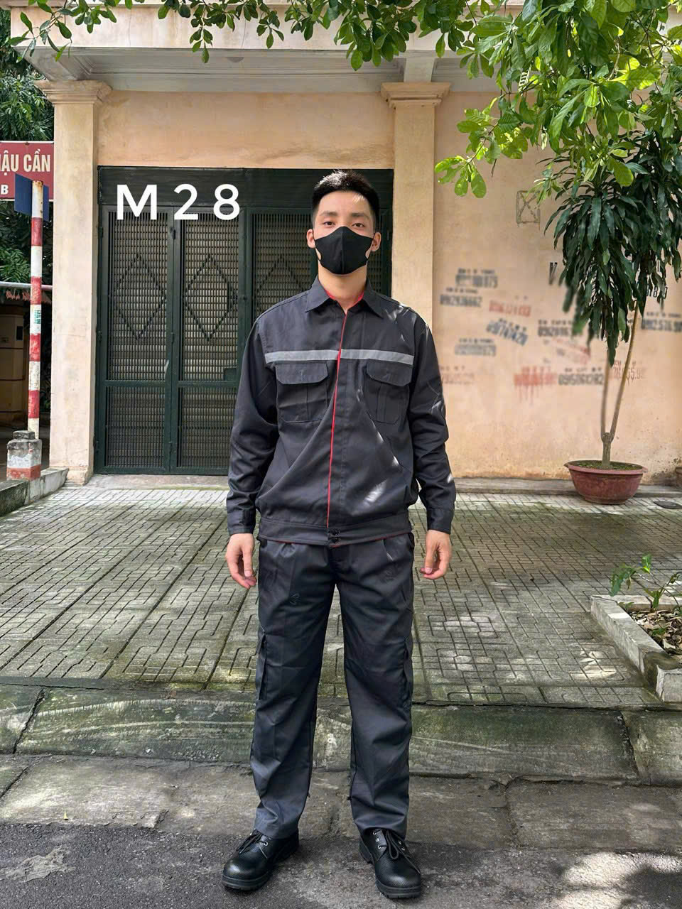 Quần áo bảo hộ lao động màu xám có phản quang