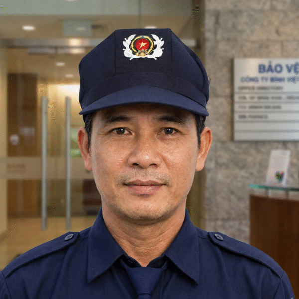 Mũ bảo vệ lưỡi trai ba cạnh BH36 màu xanh than, thiết kế gọn gàng với phần lưỡi trai rộng và huy hiệu kim loại hình ngôi sao phía trước, chất liệu vải bền đẹp, phù hợp cho nhân viên bảo vệ và an ninh.